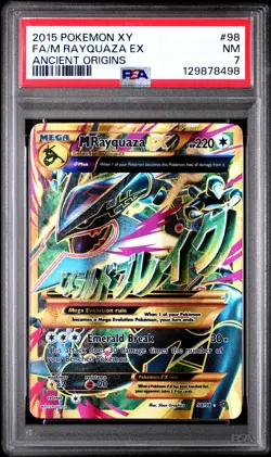 2015 POKEMON XY ANCIENT ORIGINS #98 FULL ART/M RAYQUAZA EX PSA 7 - Image 1