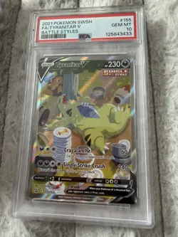 2021 POKEMON SWORD & SHIELD BATTLE STYLES #155 FULL ART/TYRANITAR V PSA 10 - Image 3