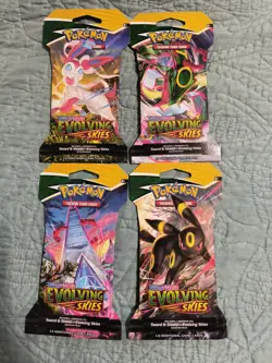 pokemon evolving skies booster packs (lot of 4, one of each art styles) - Image 1