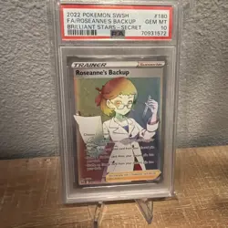 2022 PSA 10 FA Roseanne’s Backup 180 Secret Rainbow Rare Pokemon Brilliant Stars - Image 1
