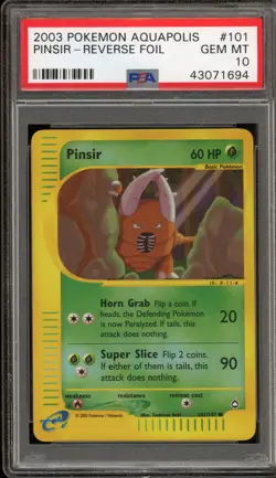 Pokemon Pinsir Aquapolis Reverse Holo #101 PSA 10 Gem Mint - Image 1