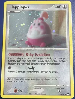 LP Happiny 14/17 Common POP Series 8 Pokemon 2008 With Swirl - Image 1