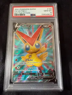 2021 Pokemon Sword & Shield Battle Styles -Victini V (Full Art) #144 PSA 10 - Image 1