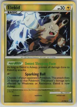 LP Elekid 21/102 Reverse Holo Rare HGSS Triumphant Pokemon 2010 - Image 1