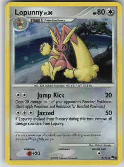 LP Lopunny 9/17 Uncommon POP Series 9 Pokemon 2009 - Image 1