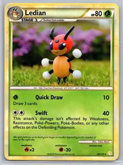 LP Ledian 25/123 Rare HeartGold & SoulSilver Pokemon 2010 - Image 1