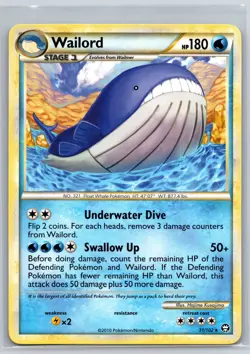 LP Wailord 31/102 Rare HGSS Triumphant Pokemon 2010 - Image 1
