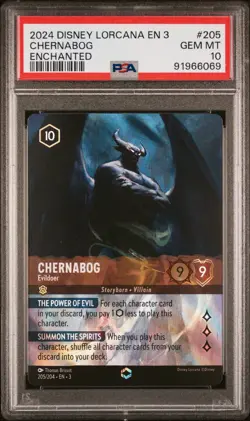 2024 DISNEY LORCANA EN 3-INTO THE INKLANDS ENCHANTED CHERNABOG - EVILDOER PSA 10 - Image 1