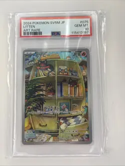 PSA 10 Gem Mint Litten Art Rare 2024 Pokemon Sv5m Japanese Cyber Judge #075 Tcg - Image 1