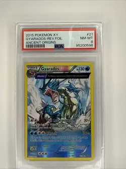 2015 POKEMON XY ANCIENT ORIGINS #21 GYARADOS-REVERSE FOIL PSA 8 - Image 1