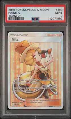 2019 POKEMON SUN & MOON TEAM UP #180 FULL ART/NITA PSA 9 - Image 1