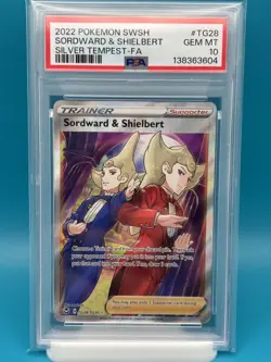 PSA 10 - 2022 POKEMON SWORD & SHIELD SILVER TEMPEST TG28 FULL ART/SORDWARD & SHI - Image 1