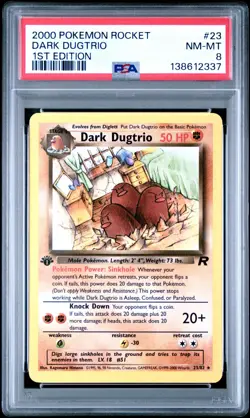 2000 Pokemon Team Rocket 1st Edition Dark Dugtrio 23 FRESH GRADE PSA 8 NM-MINT - Image 1
