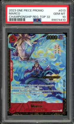Marco One Piece 2023 OP03 Regional Championship TOP 32 Promo English #013 PSA 10 - Image 1