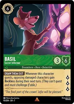 Disney Lorcana Archazia's Island - 93 Basil Secret Informer - Rare FOIL - Image 1