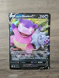 Pokemon TCG Galarian Slowbro V 099/189 Darkness Ablaze Sword Shield Rare Card NM - Image 1