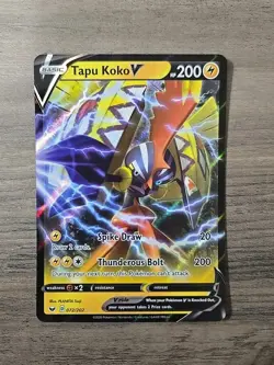 Pokemon TCG Tapu Koko V 072/202 Sword & Shield Base Set Ultra Rare Card NM - Image 1