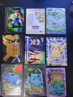 Vintage Pokemon Sticker & Card Lot – Pikachu, Bulbasaur, Ivysaur, Mixed - Image 1