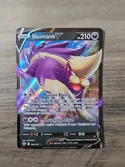 Pokemon TCG Skuntank V 108/195 Silver Tempest Sword & Shield Ultra Rare Card NM - Image 1