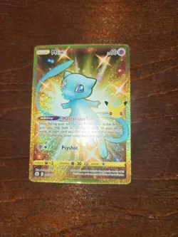 Pokemon TCG Celebrations Mew Gold Full Art Holo Card 25/25 Secret Rare DAMAGED - Image 4