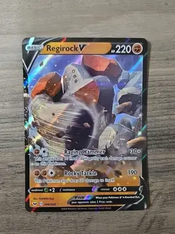 Pokemon TCG Regirock V 104/202 Sword & Shield Base Set Ultra Rare Card NM - Image 1