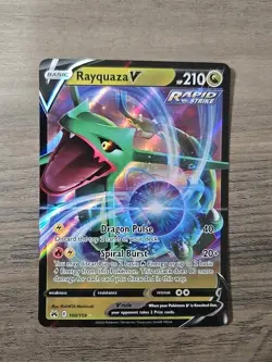 Pokemon TCG Rayquaza V 100/159 Crown Zenith Sword & Shield Ultra Rare Card NM - Image 1