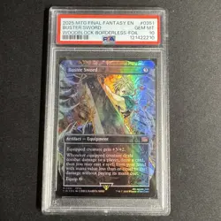 2025 MTG FINAL FANTASY WOODBLOCK BORDERLESS #0351 BUSTER SWORD PSA 10 - Image 1