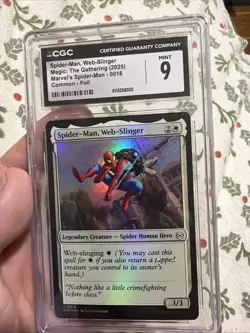 MTG Spider-Man, CGC 9 Web-Slinger 0016 (Foil) [Marvel's Spider-Man, near mint] - Image 1