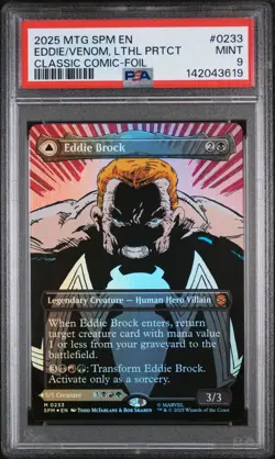 2025 MTG MARVEL'S SPIDER-MAN #0233 EDDIE BROCK/VENOM, LETHAL PROTECTOR PSA 9 - Image 1