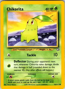 Chikorita (53) 053/111 Neo Genesis Pokemon TCG MP Unlimited - Image 1