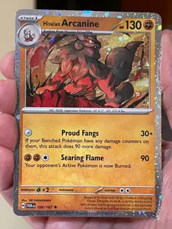 POKEMON HISUIAN ARCANINE 100/167 RARE COSMOS HOLOFOIL TWILIGHT MASQUERADE NM - Image 1
