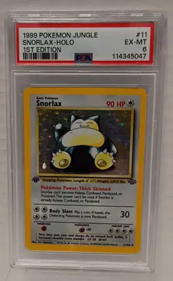1999 POKEMON JUNGLE 1ST ED #11 SNORLAX-HOLO PSA EX-MT 6 Graded 4/2025 - Image 1