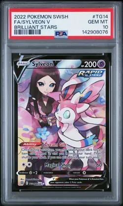 2022 POKEMON SWORD & SHIELD BRILLIANT STARS #TG14 FULL ART/SYLVEON V PSA 10 - Image 1