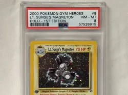 Pokemon TCG Lt. Surge's Magneton Gym Heroes First Edition Holo PSA 8 - Image 2