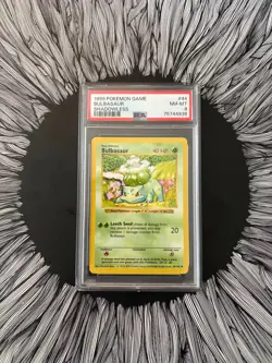 SHADOWLESS BULBASAUR #44 PSA 8-1999 POKEMON-BASE SET - Image 1