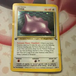 Pokemon TCG 1st Edition Fossil Ditto Holo Card 3/62 HP - Image 1