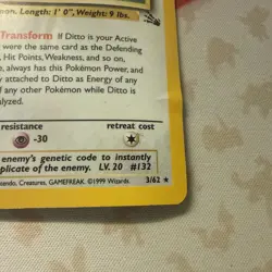 Pokemon TCG 1st Edition Fossil Ditto Holo Card 3/62 HP - Image 5