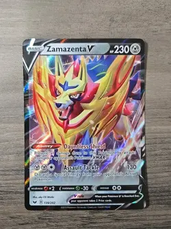 Pokemon TCG Zamazenta V 139/202 Sword & Shield Base Set Ultra Rare Card NM - Image 1