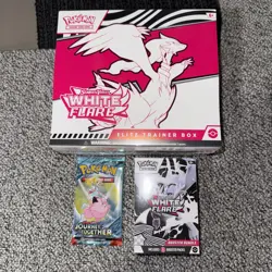 Pokemon Scarlet & Violet White Flare Etb & Booster Bundle Factory Sealed Journey - Image 1
