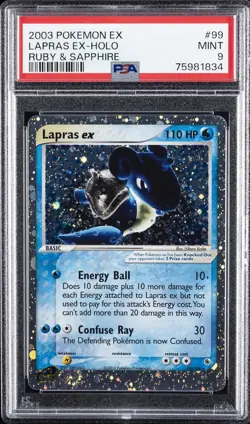 2003 POKEMON EX RUBY & SAPPHIRE #99 LAPRAS EX-HOLO PSA 9 - Image 1