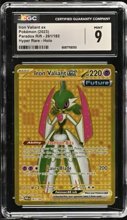 Iron Valiant ex 261/182 [Hyper Rare) Pokemon TCG Paradox Rift CGC 9 MINT - Image 1