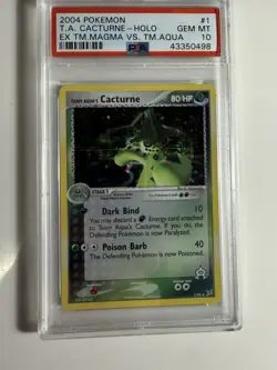 Pokemon Team Aqua’s Cacturne Holo PSA 10 – EX Magma vs Aqua 2004 - Image 3