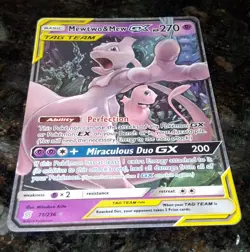 Pokemon Mewtwo & Mew GX Ultra Rare TAG TEAM Holo 71/236 SM-Unified Minds 270HP - Image 3