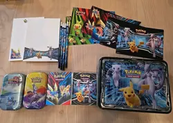 Pokemon TCG Collector Chest Tin Fall 2019 Charizard Mewtwo Lunchbox Lot Of Items - Image 1
