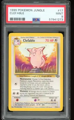 1999 Pokemon Unlimited JUNGLE Clefable #17 - PSA 9 MINT Fresh Cert! - Image 1