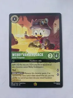 Disney Lorcana Webby Vanderquack Junior Prospector Legendary Emerald 93/204 - Image 1