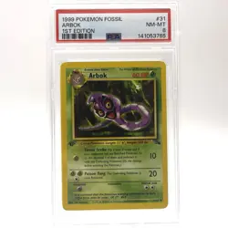 1999 POKEMON FOSSIL Trading Card ARBOK #31/62 1ST EDITION graded PSA NM-MT 8 - Image 1