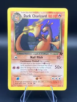 Pokemon TCG Dark Charizard 21/82 Rocket Non-Holo Rare Card LP Ken Sugimori - Image 1