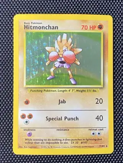 Hitmonchan Holo 7/102 Holo Rare Base Set Pokemon Card MP - Image 1
