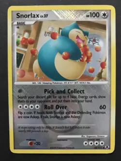 Snorlax 33/111 League Promo Crosshatch HOLO Rising Rivals Pokemon Card Exc - Image 1